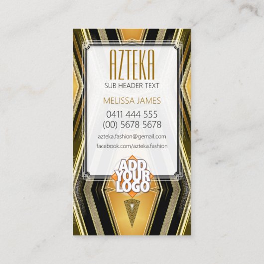 Style Mode Noir Or Art déco Carte de visite (Dos)