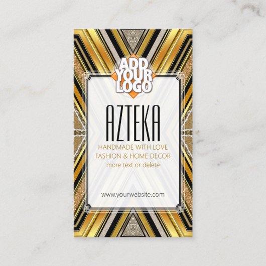 Style Mode Noir Or Art déco Carte de visite (Devant)