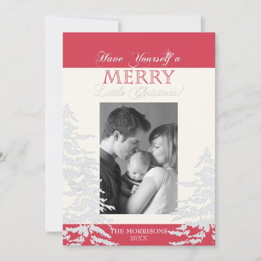 Style moderne Blanc arbres de Noël Carte photo (Devant)