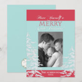 Style moderne Blanc arbres de Noël Carte photo (Devant / Derrière)