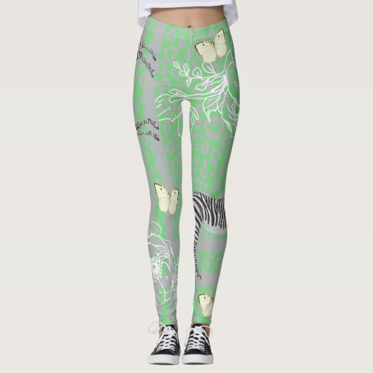 Style moderne Boho Eclectique Green Leggings (Devant)