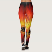 Style moderne et fleuri Rose vert rouge Leggings (Dos)