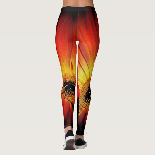 Style moderne et fleuri Rose vert rouge Leggings (Dos)