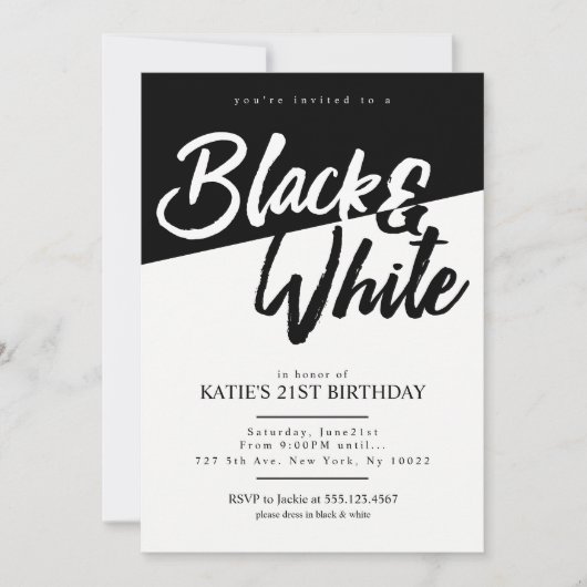 Style moderne Invitations Black and White Party (Devant)