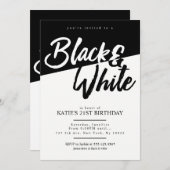 Style moderne Invitations Black and White Party (Devant / Derrière)