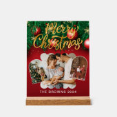 Style moderne Rouge or Noël Photo de famille (Recto)