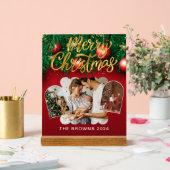 Style moderne Rouge or Noël Photo de famille (Mariage)