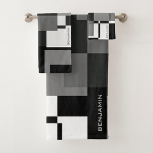 Style Mondrian Abstrait moderne Motif noir blanc