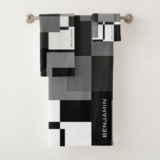 Style Mondrian Abstrait moderne Motif noir blanc (En situation)