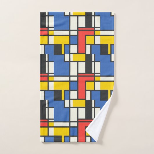 Style Mondrian coloré Abstrait géométrique (Serviette à main)