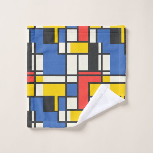 Style Mondrian coloré Abstrait géométrique (Gant de toilette)