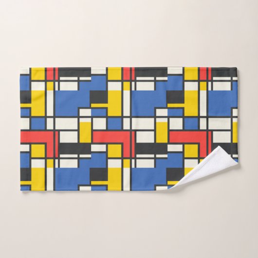 Style Mondrian coloré Abstrait géométrique (Serviette à main)