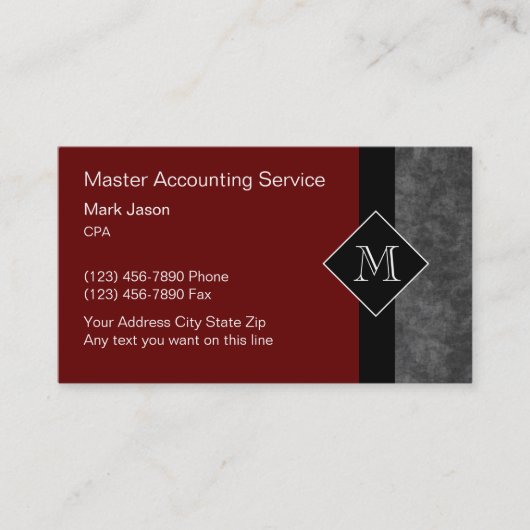 Style Monogramme Carte de visite comptable (Devant)