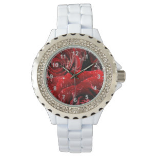 Style : Montre en acier blanc en strass féminin