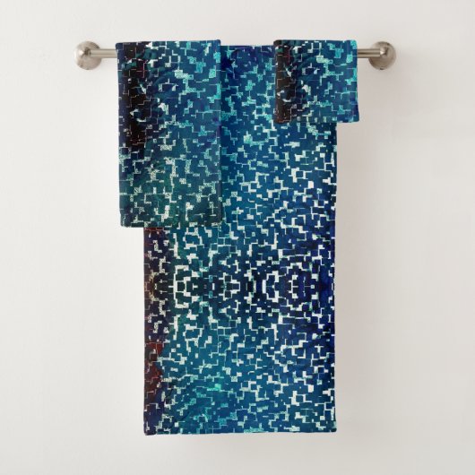 Style mosaïque bleu néon sur verre martelé brut (En situation)