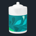 Style nature intemporelle Teapot<br><div class="desc">Des feuilles menthol vert et turquoise décorent cette théière de base.</div>