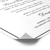 Style noir blanc 3 plats Mariage Menu Poster (Coin)