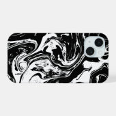 Style noir et Marbre blanc iPhone 15 (Verso Horizontal)