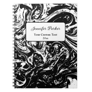 Style noir et Marbre blanc Spiral Carnet personnal