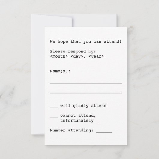 Style numérique, Nerdy "R.S.V.P." Carte (Dos)