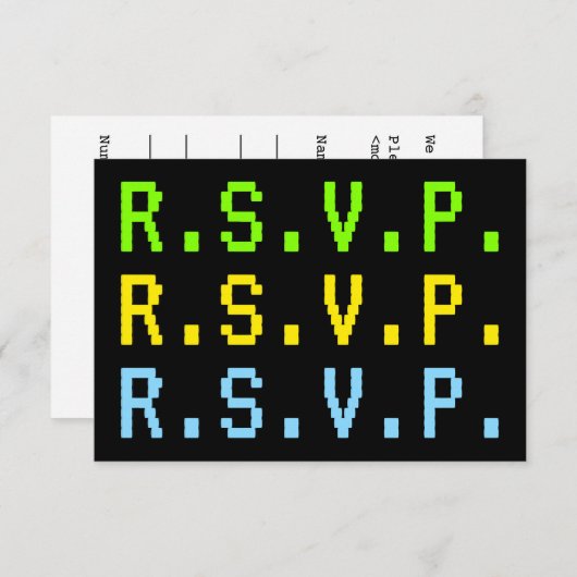 Style numérique, Nerdy "R.S.V.P." Carte (Devant / Derrière)
