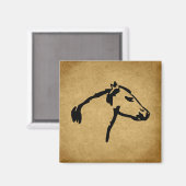 Style occidental Profil du cheval Aimant frigo (Recto/Verso)