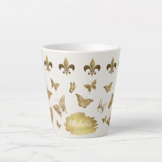Style or personnalisé Fleur de Lis Butterfly Mug (Devant)