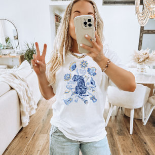 Style oriental Chinoiserie Tiger Boho t-shirt