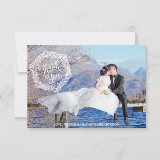 Style ornemental 2 Mariage photo Carte de remercie (Devant)