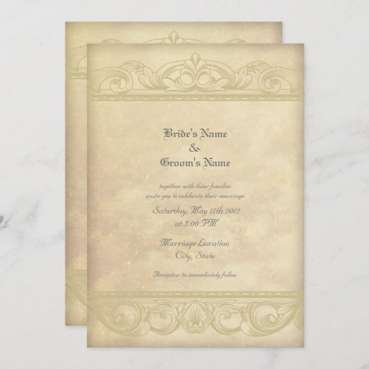 Style Parchemin élégant Invitations de mariage (Devant / Derrière)