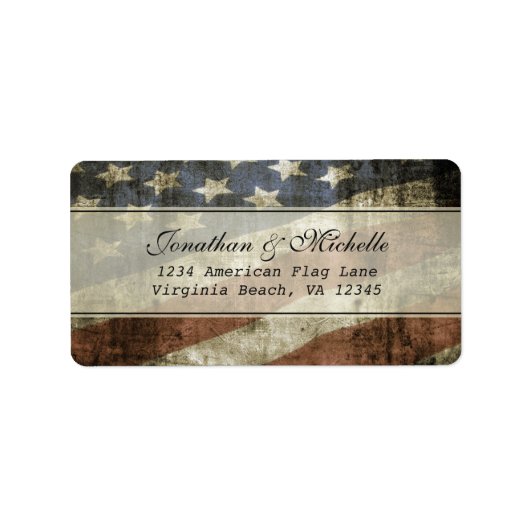 Style Patriotic American Flag Address Etiket (Voorkant)