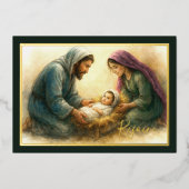 Style Peint Nativité Scène de Vacances Carte (Recto)