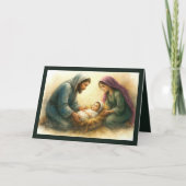 Style Peint Nativité Scène de Vacances Carte (Devant)