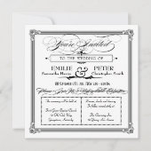 Style Poster noir & blanc Faire-part de mariage (Devant)
