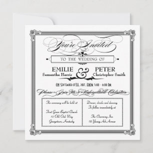 Style Poster noir & blanc Faire-part de mariage
