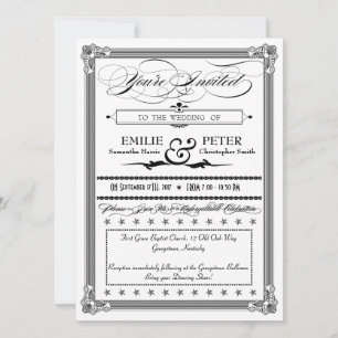 Style Poster noir & blanc Faire-part de mariage