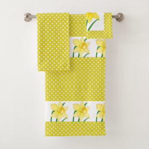 Style Printemps Jaune Blanc pois avec jonquilles