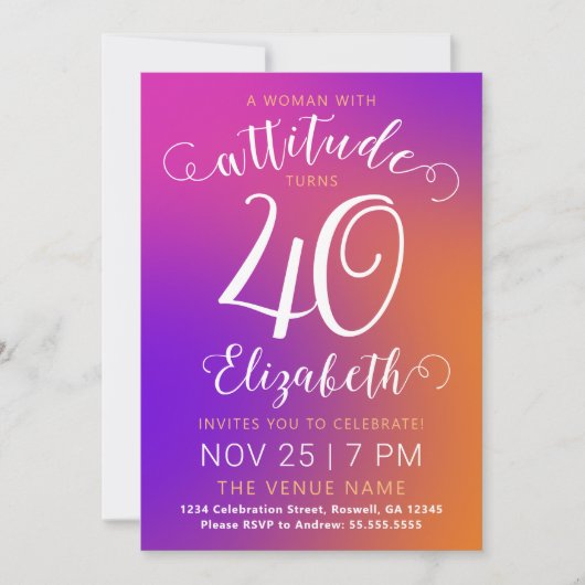 Stylé Quarty Coloré Moderne Gradient Invitation (Devant)