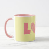 Style Rétro Coeur amour Coupe de Mug Rose (Gauche)