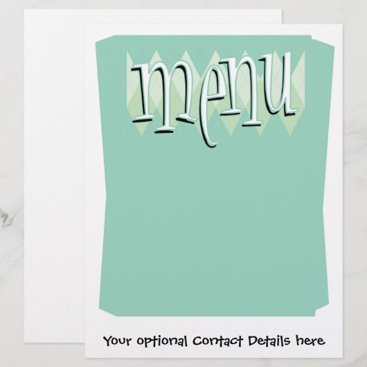 Style rétro cool modèle de menu blanc (Devant / Derrière)