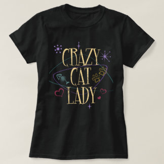 Style Rétro Crazy Cat Lady Dark T-Shirt