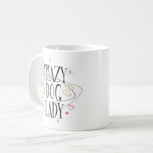 Style Rétro Crazy Chien Lady Mug (Devant gauche)