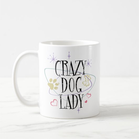 Style Rétro Crazy Chien Lady Mug (Gauche)