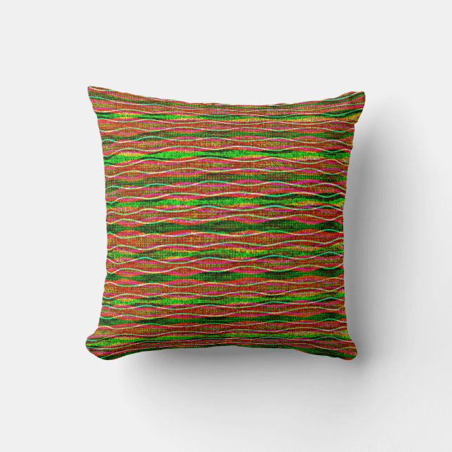 Style rétro Grille colorée Coussin rayé (Recto)