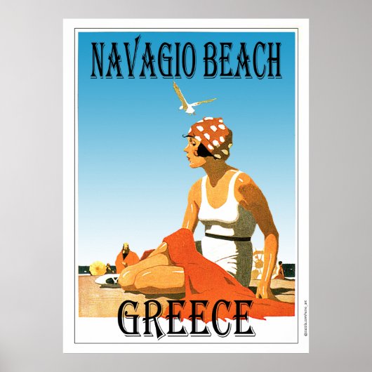 Style Rétro Navagio Beach Grèce Poster (Devant)