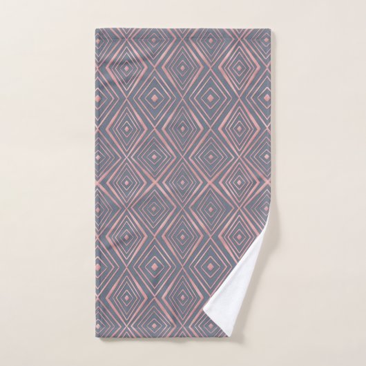 Style Rose Gold Diamond Formes Doodles Gris (Serviette à main)
