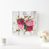 Style rustique avec Peonies Horloge murale (Maison)