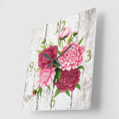 Style rustique avec Peonies Horloge murale (Angle)