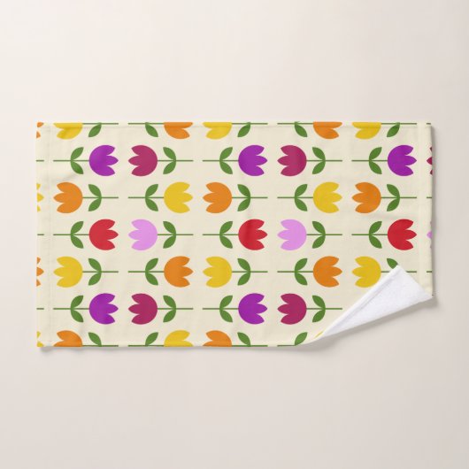 Style scandinave coloré sur Crm Flower Motif (Serviette à main)