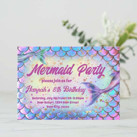 style sirène Anniversaire Invitation (Debout devant)